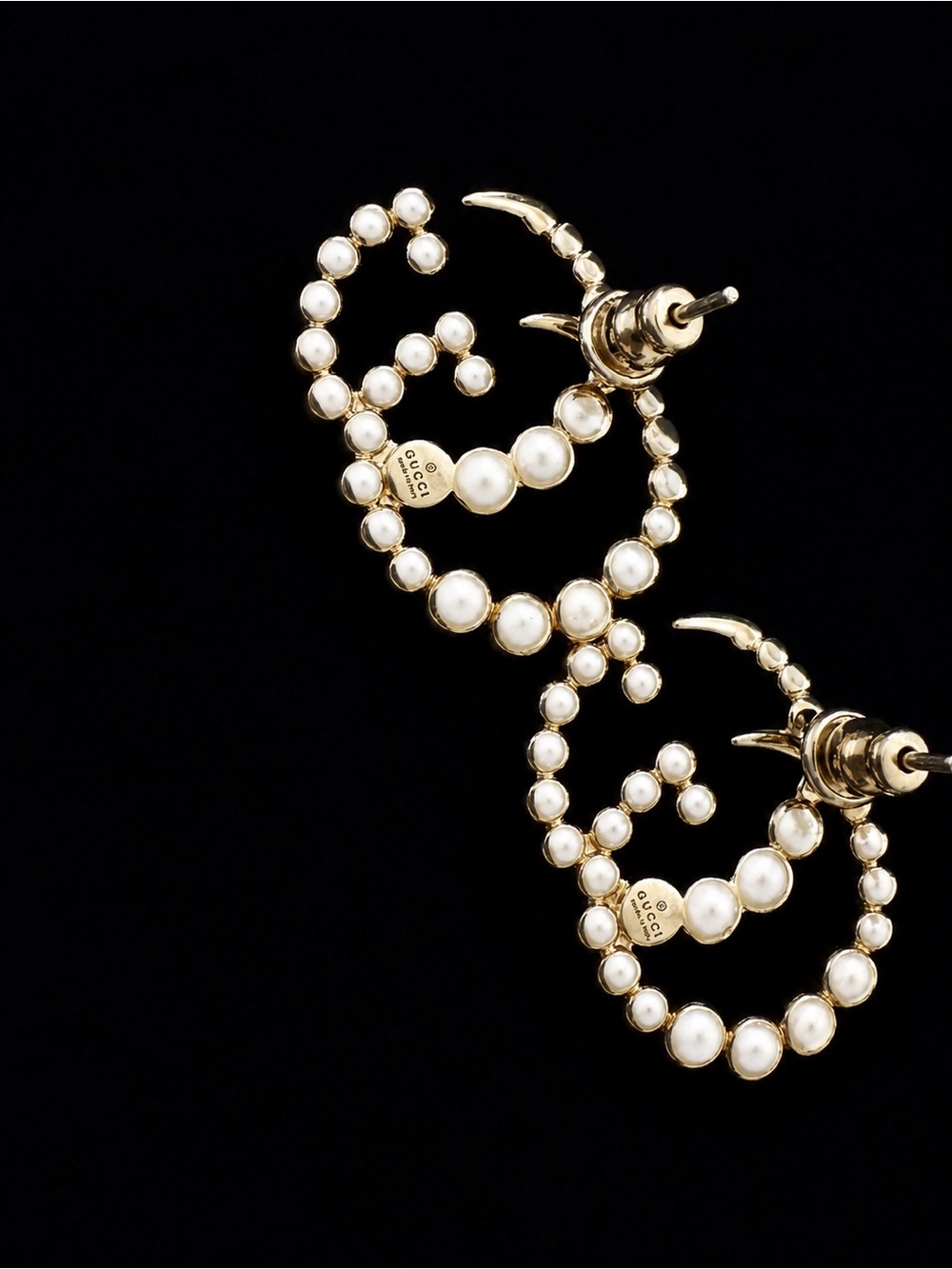 Gucci Gold Double G Stud Earrings with Pearls - Picture 2 of 2